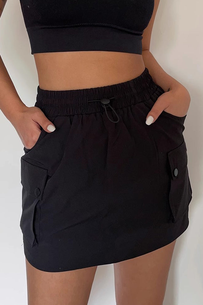 Drawstring Elastic Waist Shorts Skirt