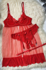 Chiffon Lace Underwear Lingerie Set
