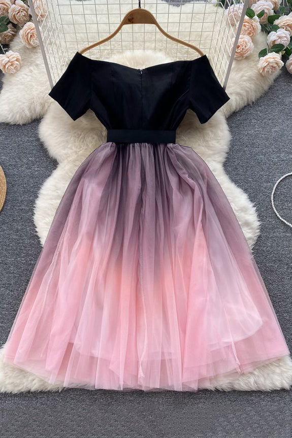 Strapless Short Sleeve Gauze Dress