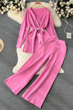 Casual Long Sleeve Tops Pants Trousers Set Two-Piece