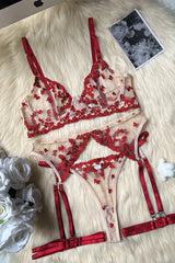 Gauze Embroidery Underwear Lingerie Set