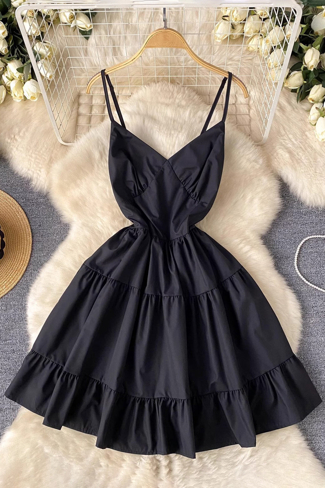 V-Neck Sleeveless Strap Mini Dress