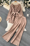 Casual Long Sleeve Tops Pants Trousers Set Two-Piece