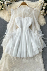 Long Sleeve Gauze Strappy Mini Dress