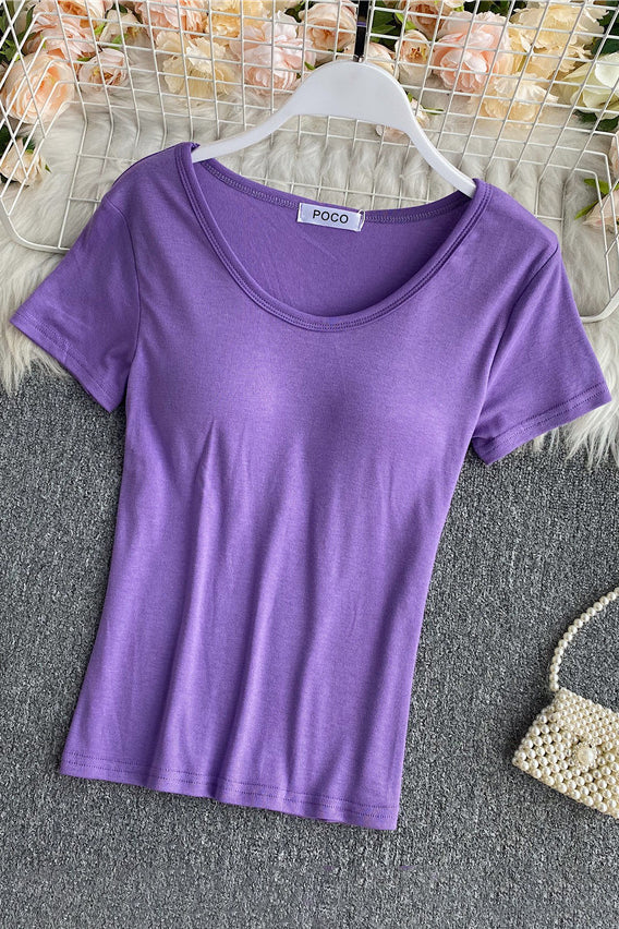 Scoop Neck Short Sleeve T-Shirt Top