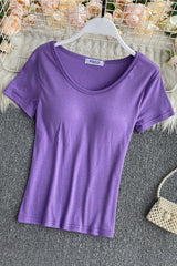 Scoop Neck Short Sleeve T-Shirt Top