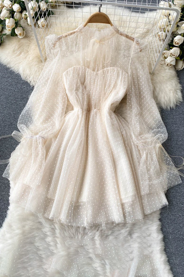 Long Sleeve Gauze Strappy Mini Dress