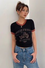 Short Sleeve Fitted Printed Tank Tops T-Shirt