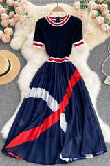 Knit Short Sleeve A-Line Maxi Dress