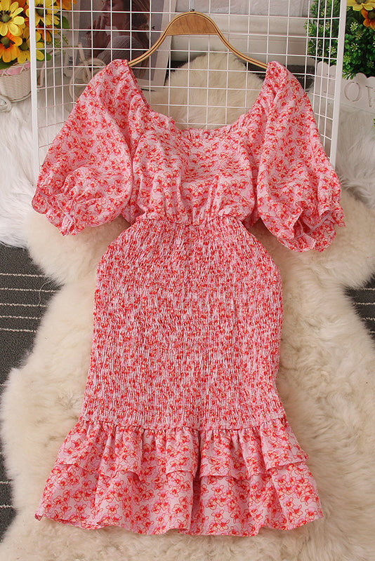 Floral Lace Ruffle Maxi Dress