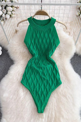 Sleeveless Halter Knit Bodysuits