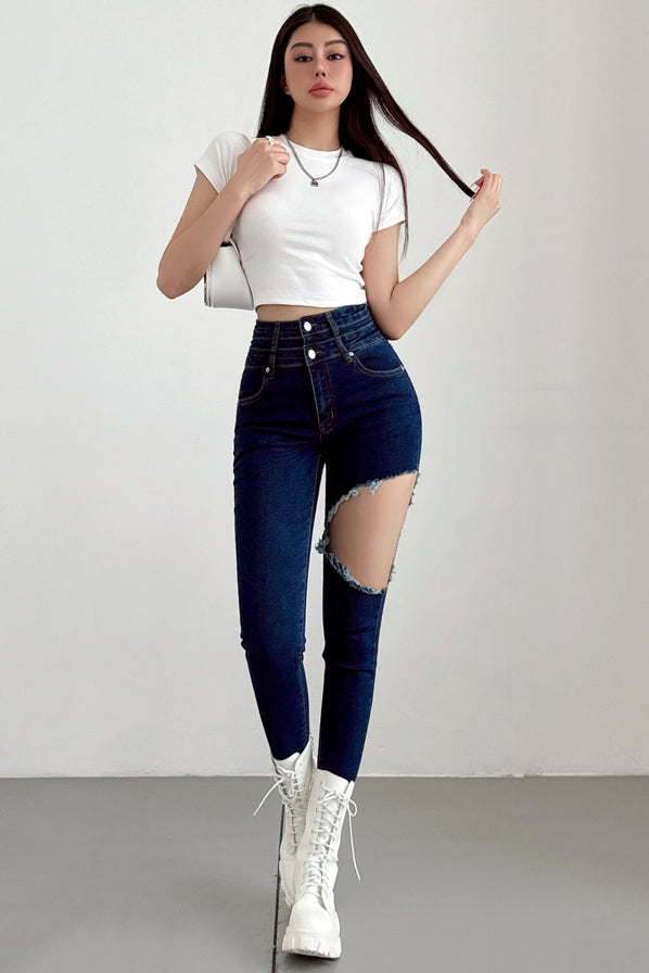 Tight Ripped Pants Trousers Jeans