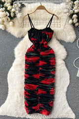 Floral Strap Ruffle Maxi Dress