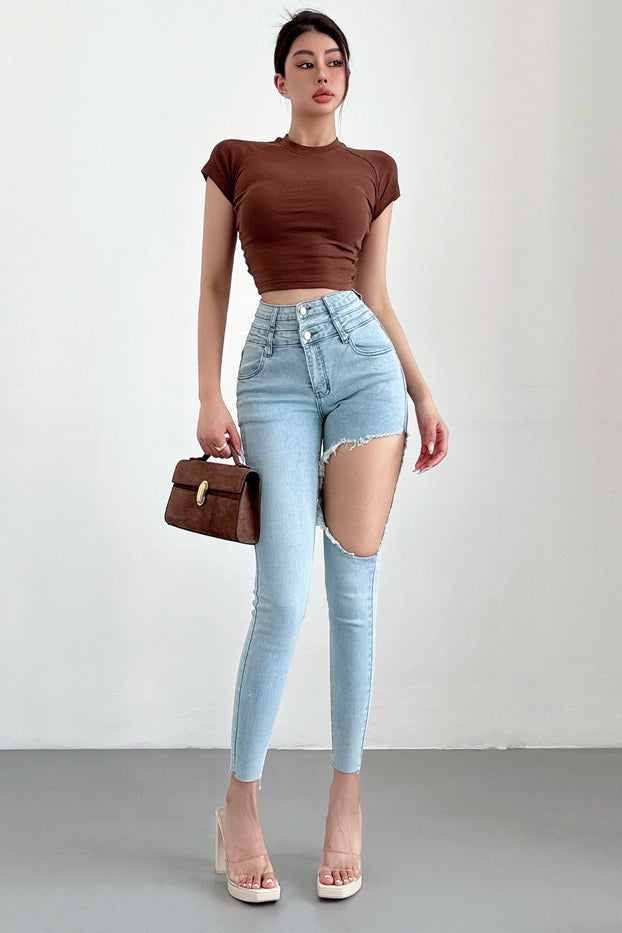 Tight Ripped Pants Trousers Jeans