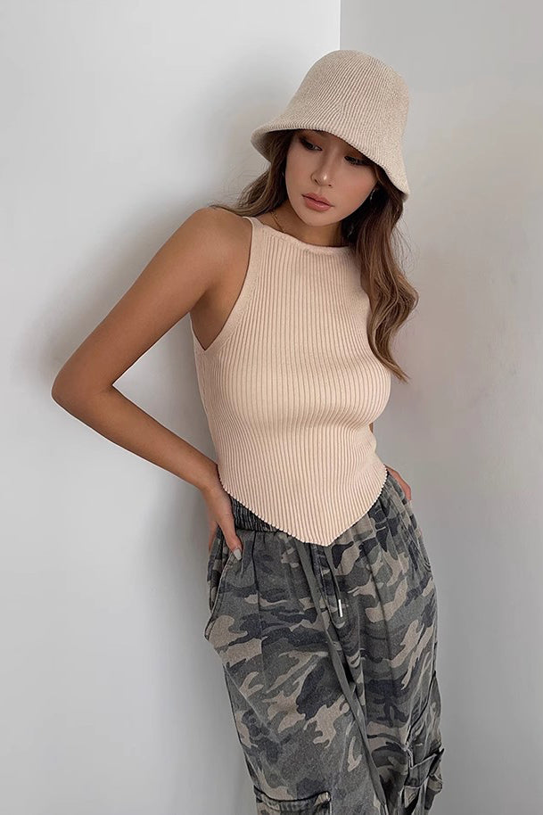 Sleeveless Ribbed Tank Tops Fitted Cami Tee Shirts