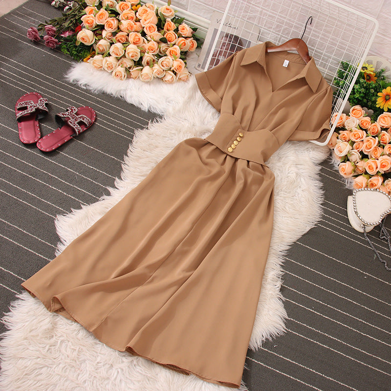 V-Neck Short Sleeve Maxi Dress