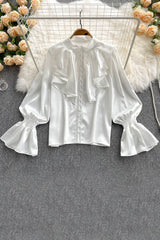 Lace Long Sleeve Buttons Tops