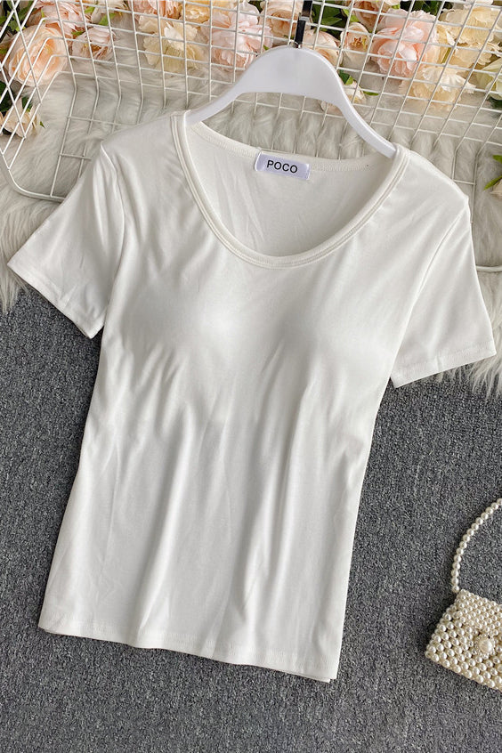 Scoop Neck Short Sleeve T-Shirt Top