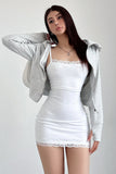 Casual Long Sleeve Zip Cardigan Crop Hooded Coat