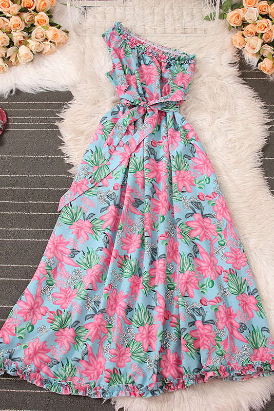Floral Lace Slash Neck Maxi Dress