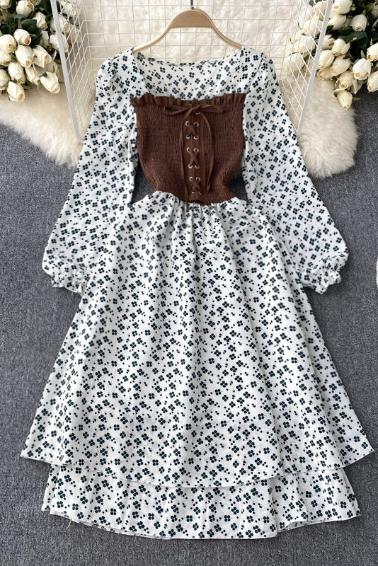Floral Long Sleeve Strappy Maxi Dress