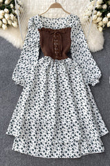 Floral Long Sleeve Strappy Maxi Dress