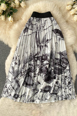 Print Pleated Skirt