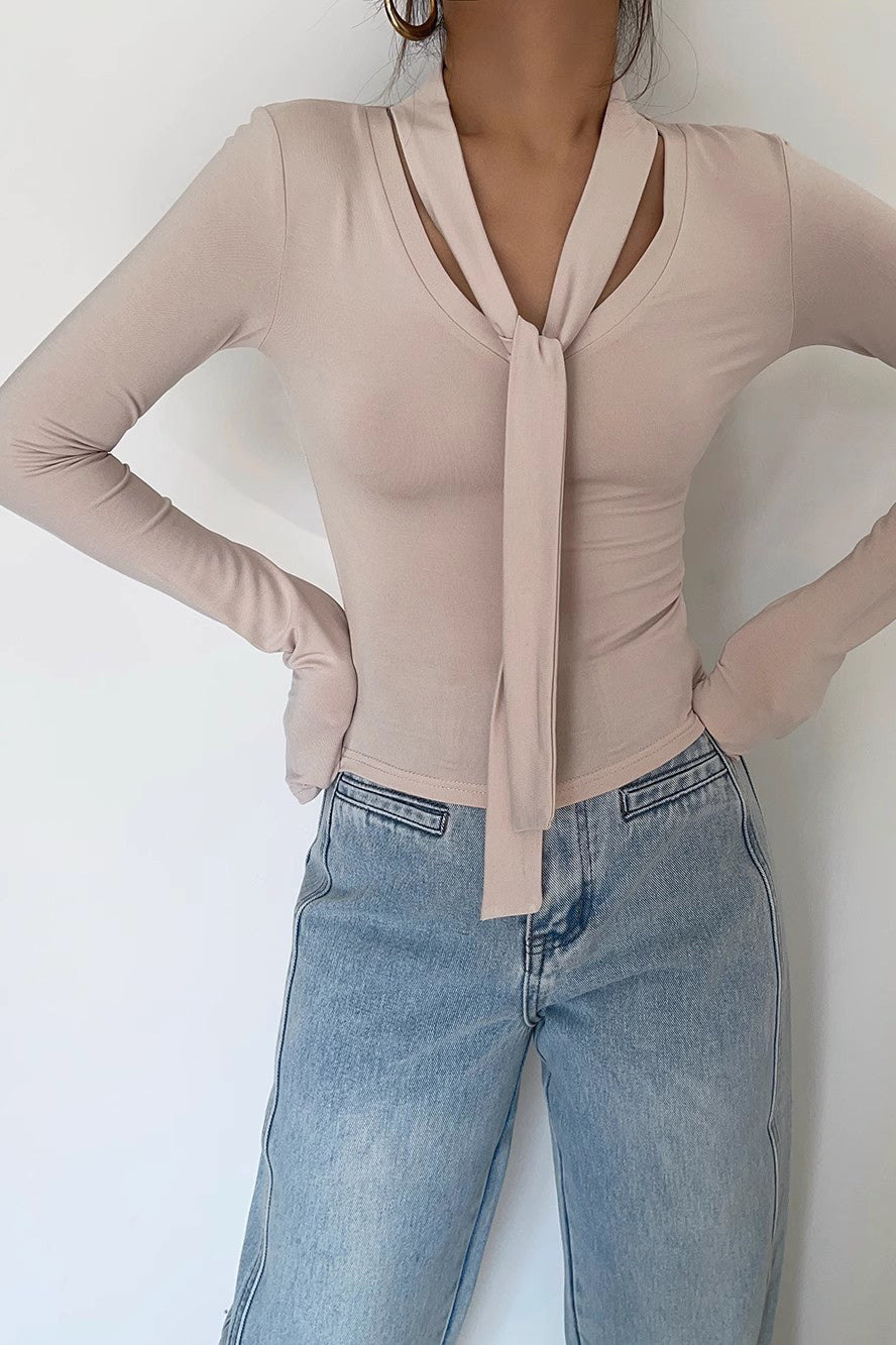 Wrap V-Neck Fitted Tops Shirt