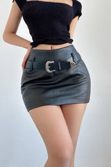 Retro Leather A-Line Skirt
