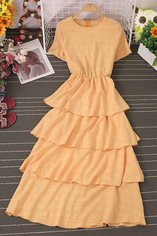 Lace Short Sleeve Maxi Dress