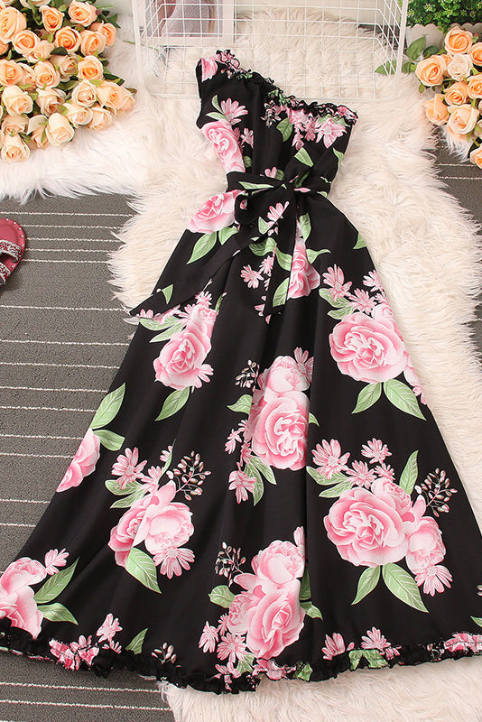 Floral Lace Slash Neck Maxi Dress