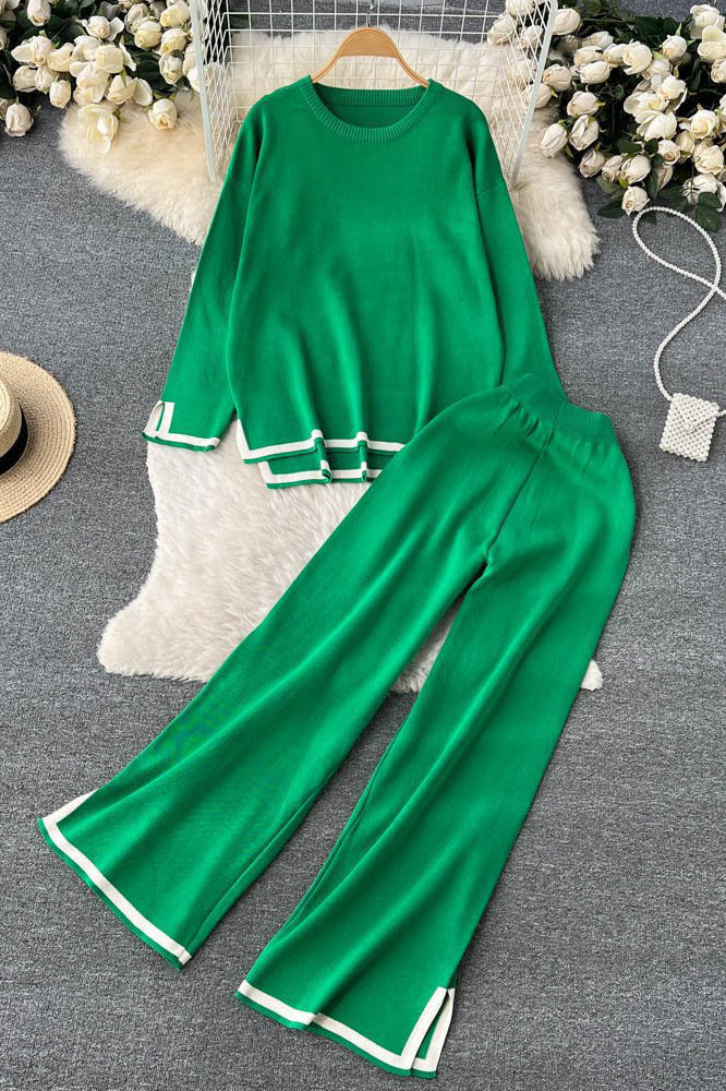 Long Sleeve Tops Pants Trousers Set Two-Piece