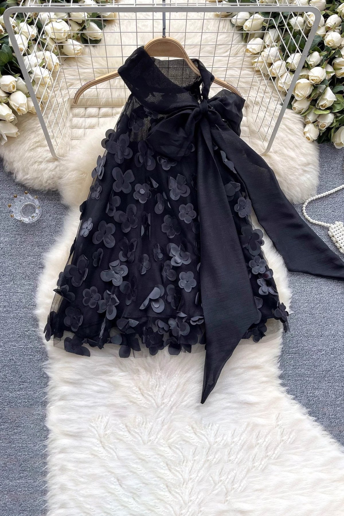 Bow Three-Dimensional Flower Bud Sleeveless Vest Tank Top