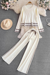 Long Sleeve Knit Top Pants Trousers Set Two-Piece