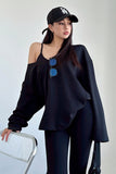 Casual V-Neck Top Pullover Sweatshirt