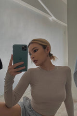 Crew Neck Ribbed Tops Fitted Basic Shirt