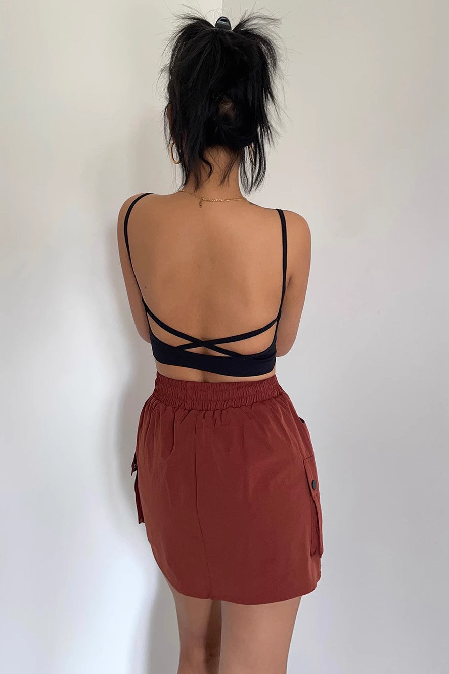 Drawstring Elastic Waist Shorts Skirt