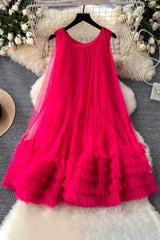 Gauze Sleeveless Lace Mini Dress