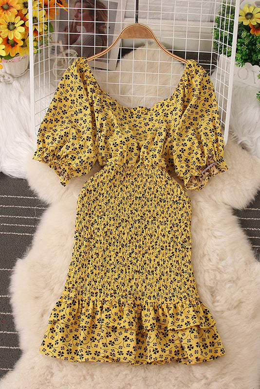 Floral Lace Ruffle Maxi Dress