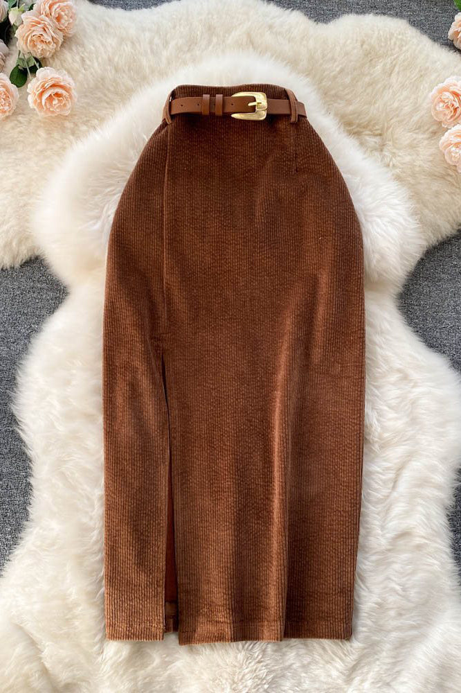 Retro Bodycon Split Skirt