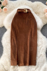 Retro Bodycon Split Skirt