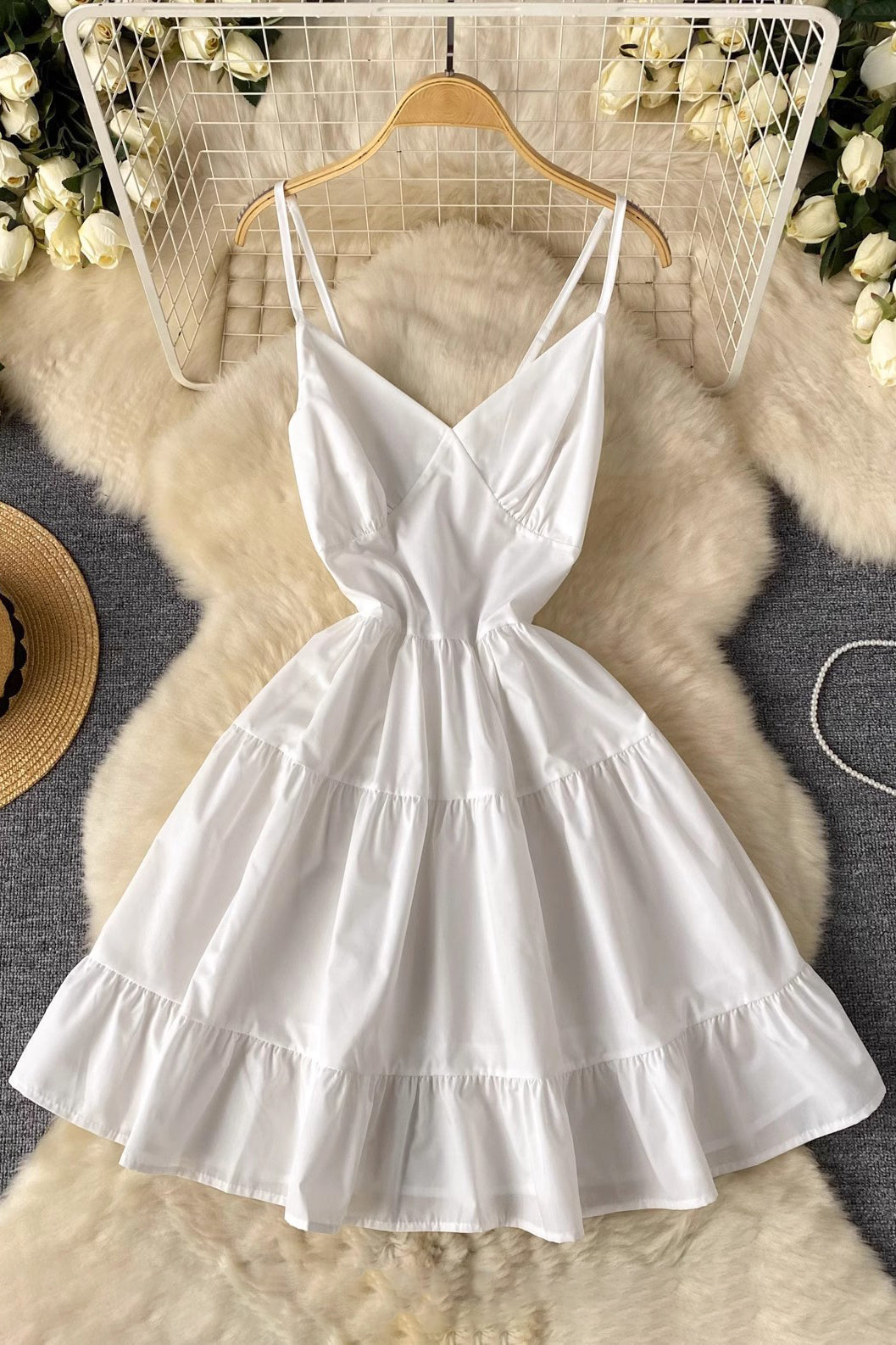 V-Neck Sleeveless Strap Mini Dress