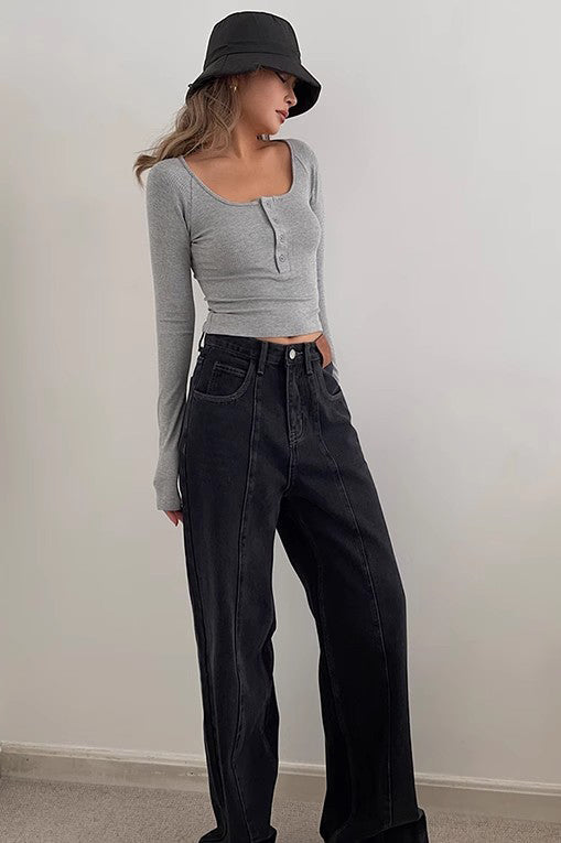 Ribbed Buttoned Front Fitted Basic Shirts