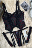 Heart Pattern Lace Strap Underwear Lingerie Set
