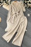 Casual Long Sleeve Tops Pants Trousers Set Two-Piece
