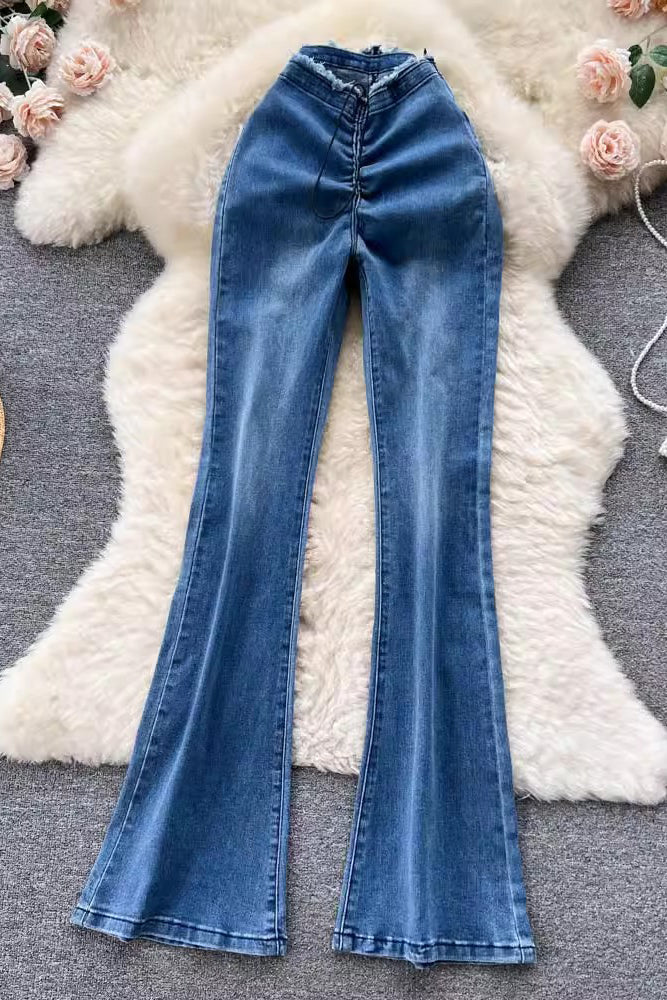 Ruffle High Waist Pants Trousers Jeans