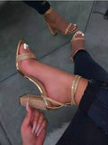 Sparkle Scene Rhinestone Chrome Block Heels