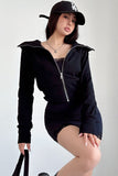 Casual Long Sleeve Zip Cardigan Crop Hooded Coat