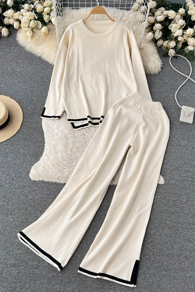 Long Sleeve Tops Pants Trousers Set Two-Piece
