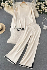 Long Sleeve Tops Pants Trousers Set Two-Piece